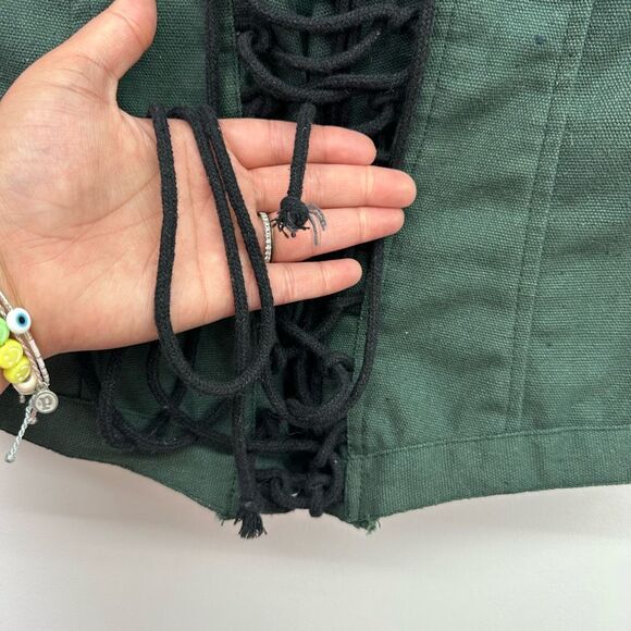 Mytholon Medieval Renaissance Dark Green Cotton Twill Lace Up Bodice - Picture 8 of 8
